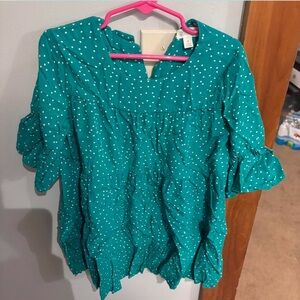 Gymboree Teal and White Polka Dot Peasant Tunic